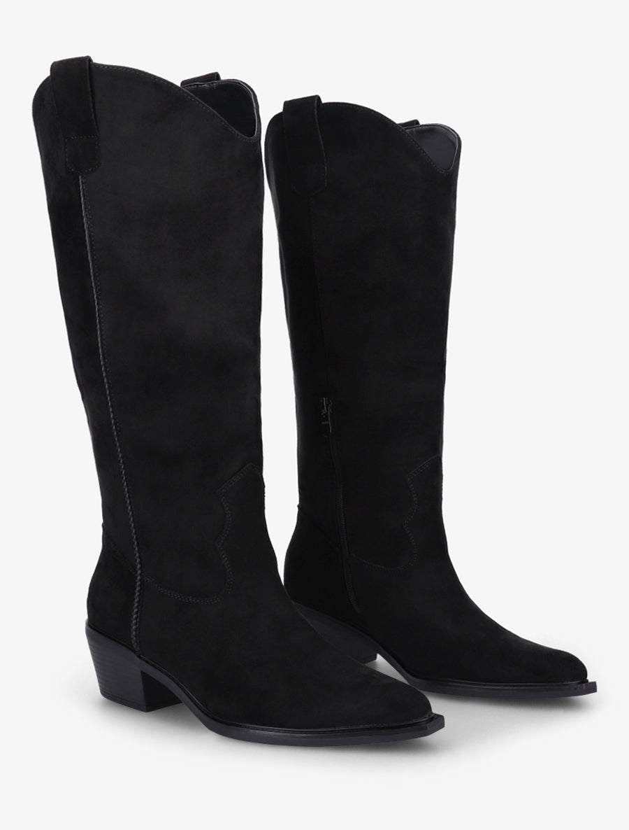 Bottes en suédine style santiags - Noir - 4