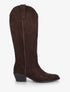 Bottes en suédine style santiags - Chocolat - 1