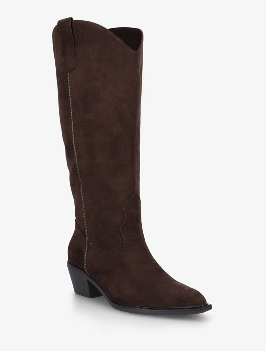 Bottes en suédine style santiags - Chocolat - 2