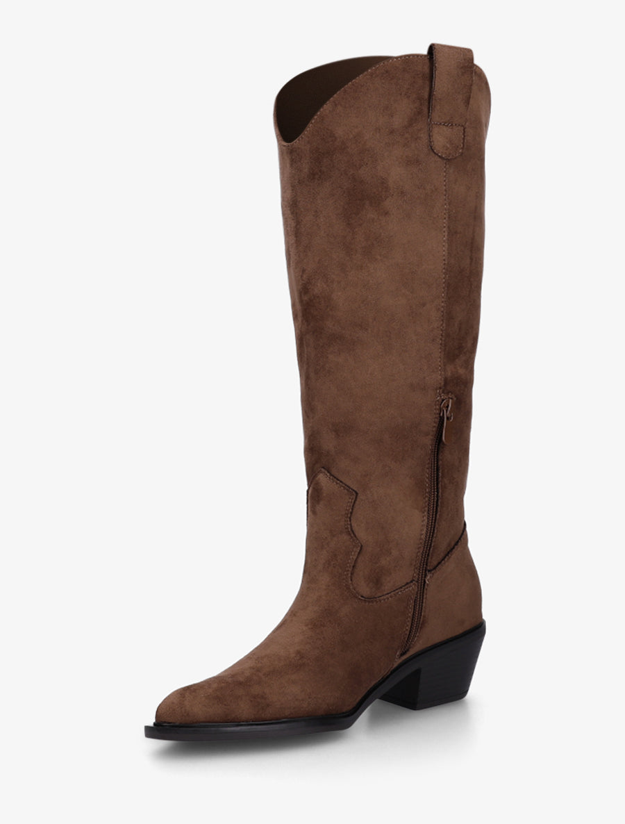 Bottes en suédine style santiags - Marron - 3