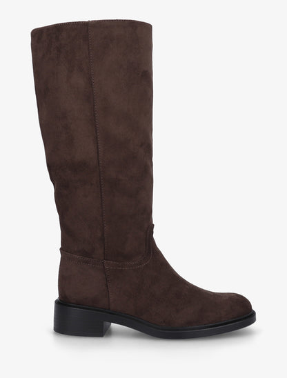 Bottes surpiqûres apparentes en suédine - Chocolat - 1