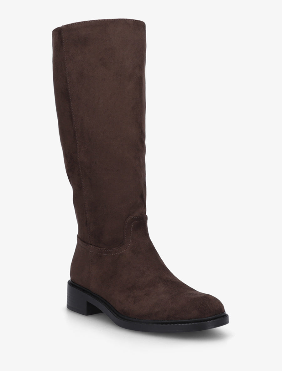 Bottes surpiqûres apparentes en suédine - Chocolat - 2