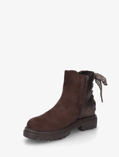 Bottines à contrefort irisé et detail lacet en crochet - Chocolat - 3