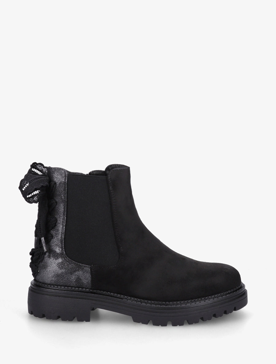 Bottines à contrefort irisé et detail lacet en crochet - Noir - 1