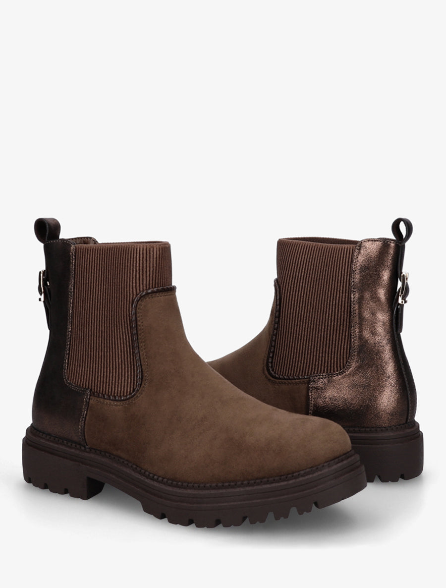 Bottines chelsea suédine contrefort irisé - Marron - 4