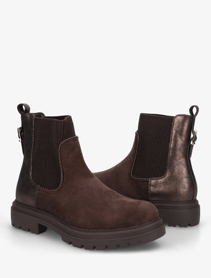Bottines chelsea suédine contrefort irisé - Chocolat - 4