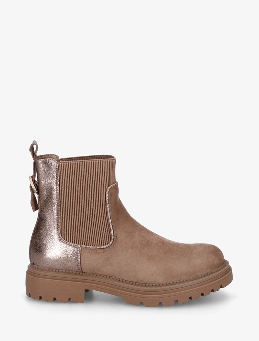 Bottines chelsea suédine contrefort irisé - Beige foncé - 1