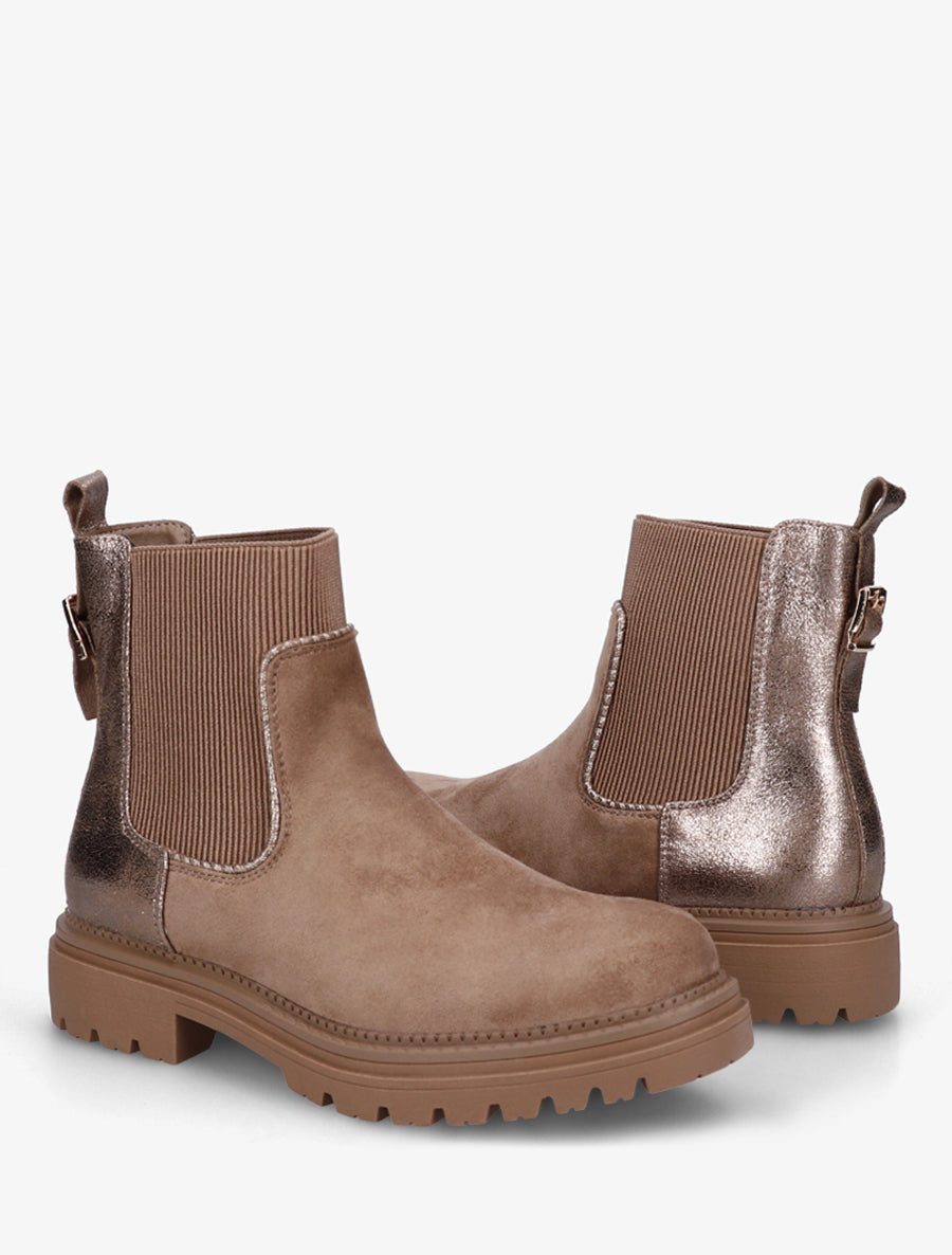 Bottines chelsea suédine contrefort irisé - Beige foncé - 4
