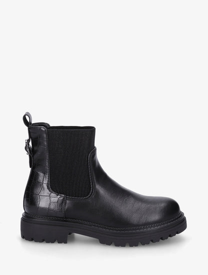 Bottines chelsea simili contrefort croco - Noir - 1