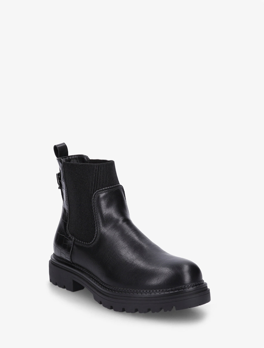 Bottines chelsea simili contrefort croco - Noir - 2