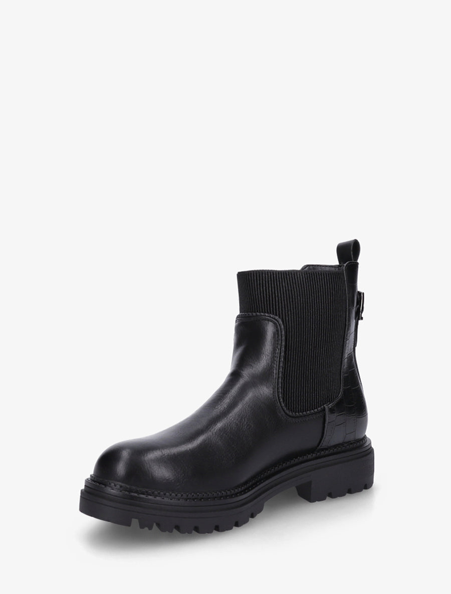 Bottines chelsea simili contrefort croco - Noir - 3