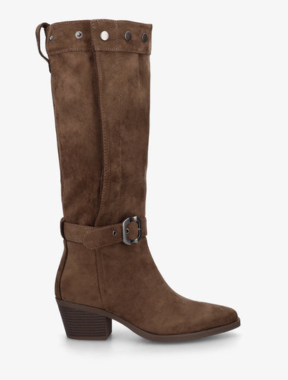 Bottes ajustable en suédine - Marron - 1