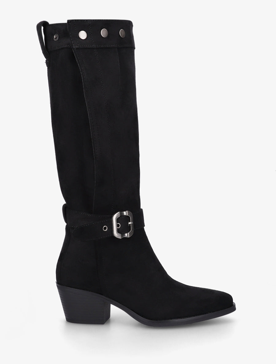 Bottes ajustable en suédine - Noir - 1