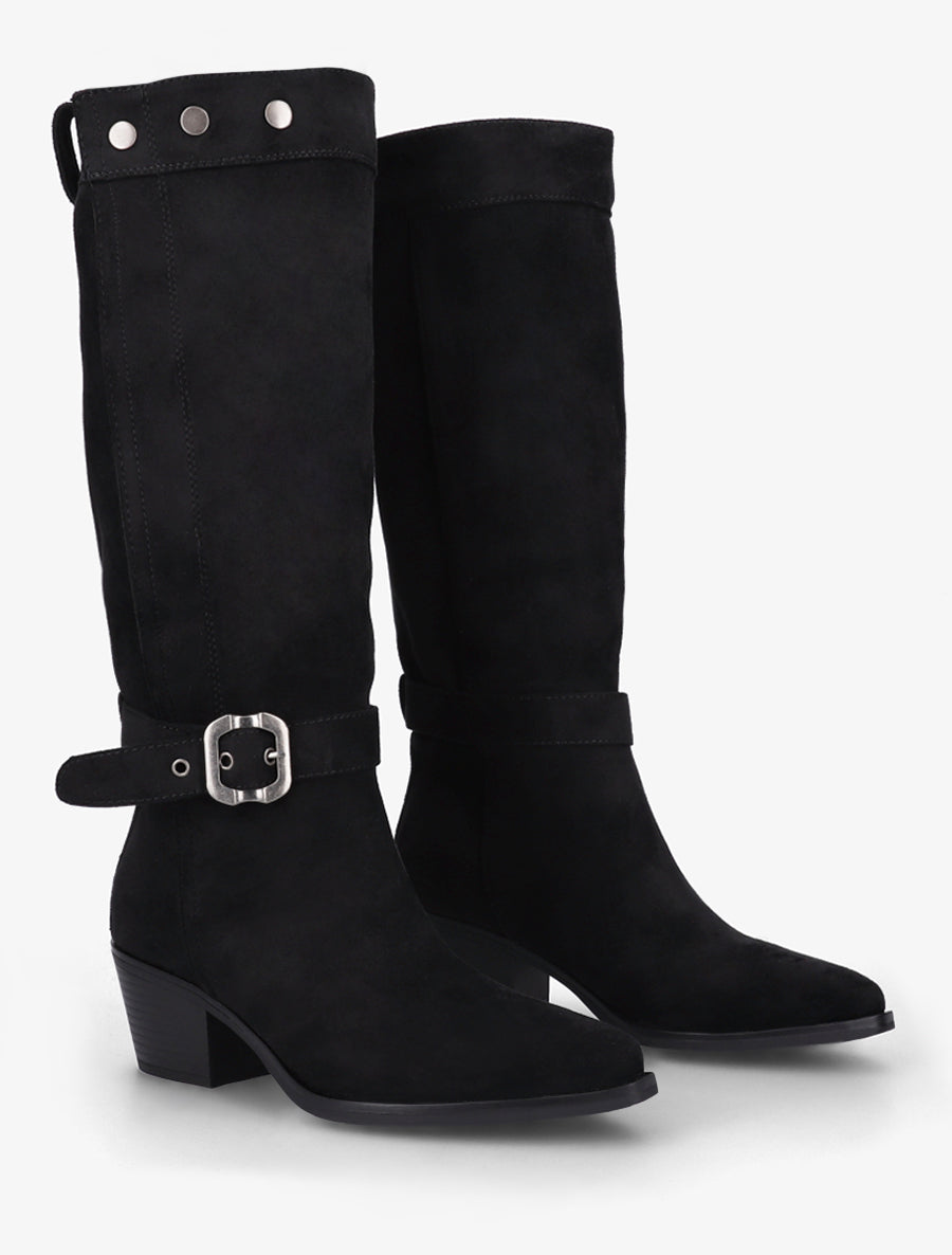 Bottes ajustable en suédine - Noir - 4