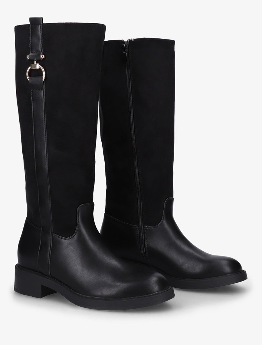 Bottes cavalières bi-matière à boucle - Noir - 4