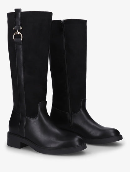 Bottes cavalières bi-matière à boucle - Noir - 4