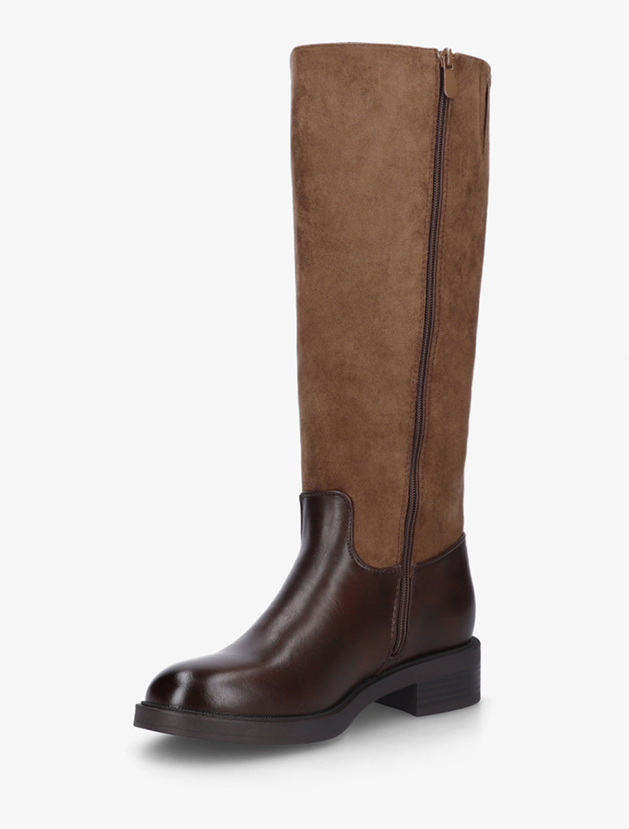 Bottes cavalières bi-matière à boucle - Marron - 3
