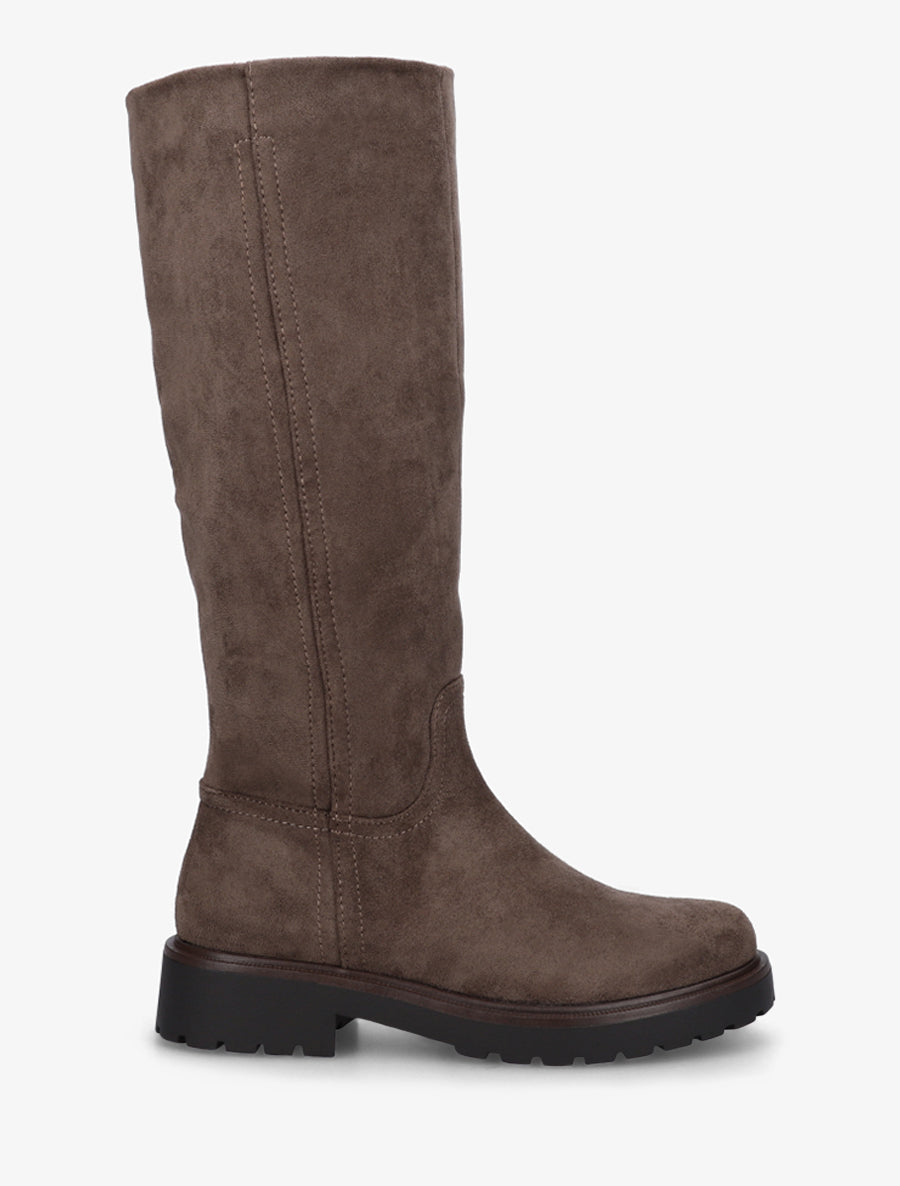 Bottes suédine à semelle crantée - Taupe foncé - 1