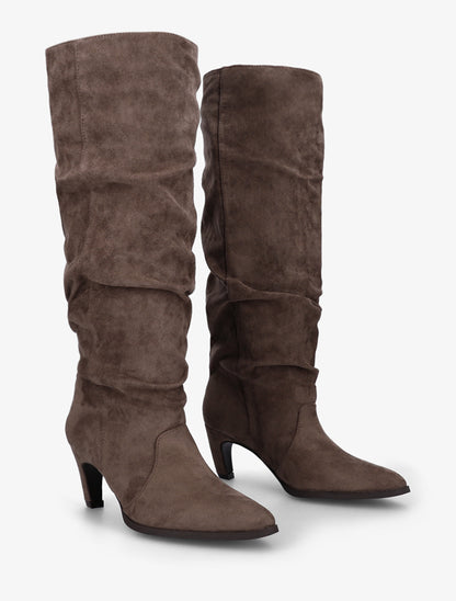 Bottes plissées en suédine à enfiler - Taupe foncé - 4