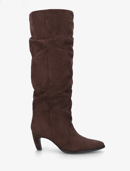 Bottes plissées en suédine à enfiler - Chocolat - 1