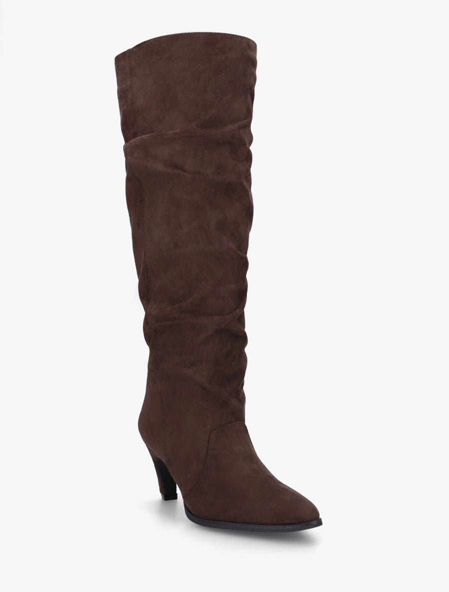 Bottes plissées en suédine à enfiler - Chocolat - 2