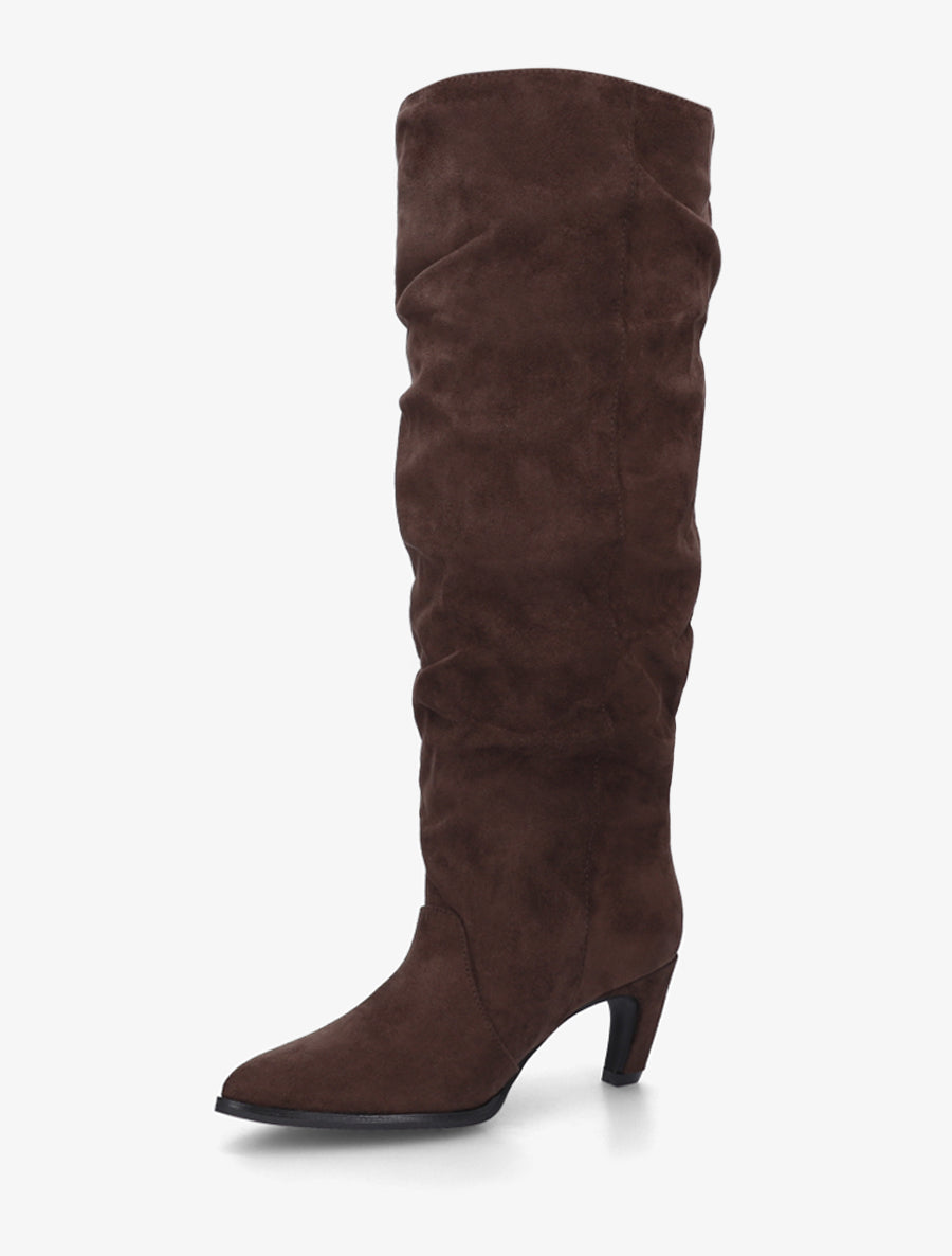 Bottes plissées en suédine à enfiler - Chocolat - 3