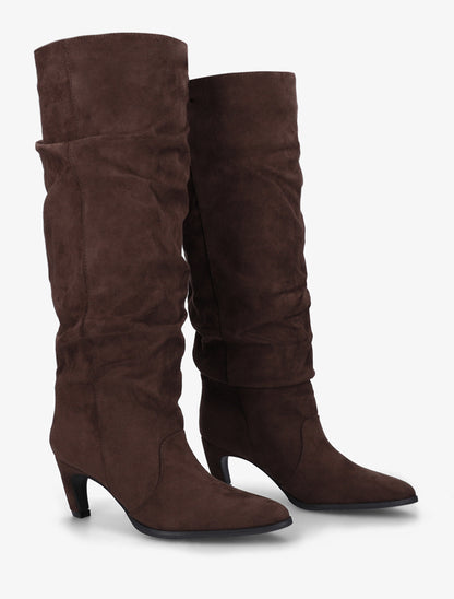 Bottes plissées en suédine à enfiler - Chocolat - 4