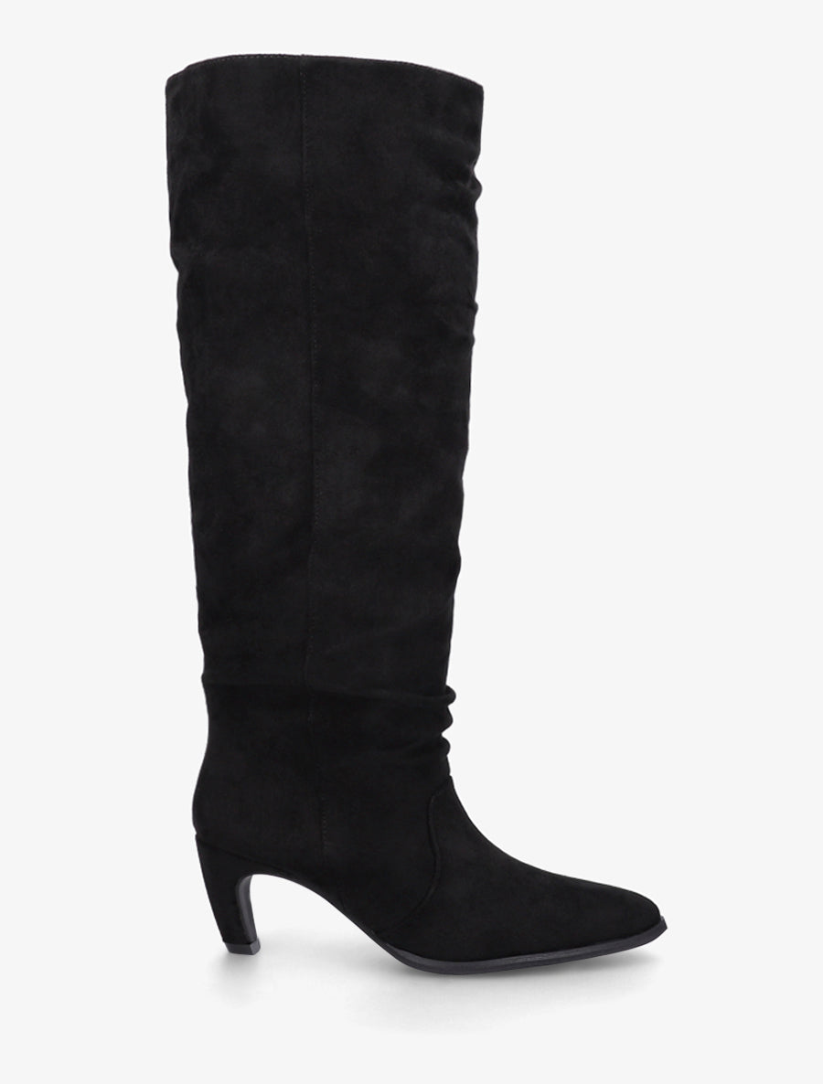 Bottes plissées en suédine à enfiler - Noir - 1