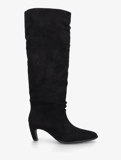 Bottes plissées en suédine à enfiler - Noir - 1