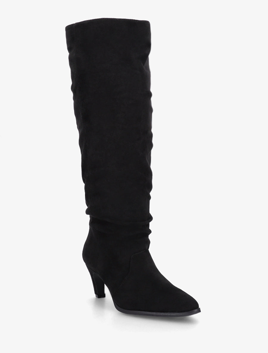 Bottes plissées en suédine à enfiler - Noir - 2