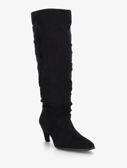 Bottes plissées en suédine à enfiler - Noir - 2
