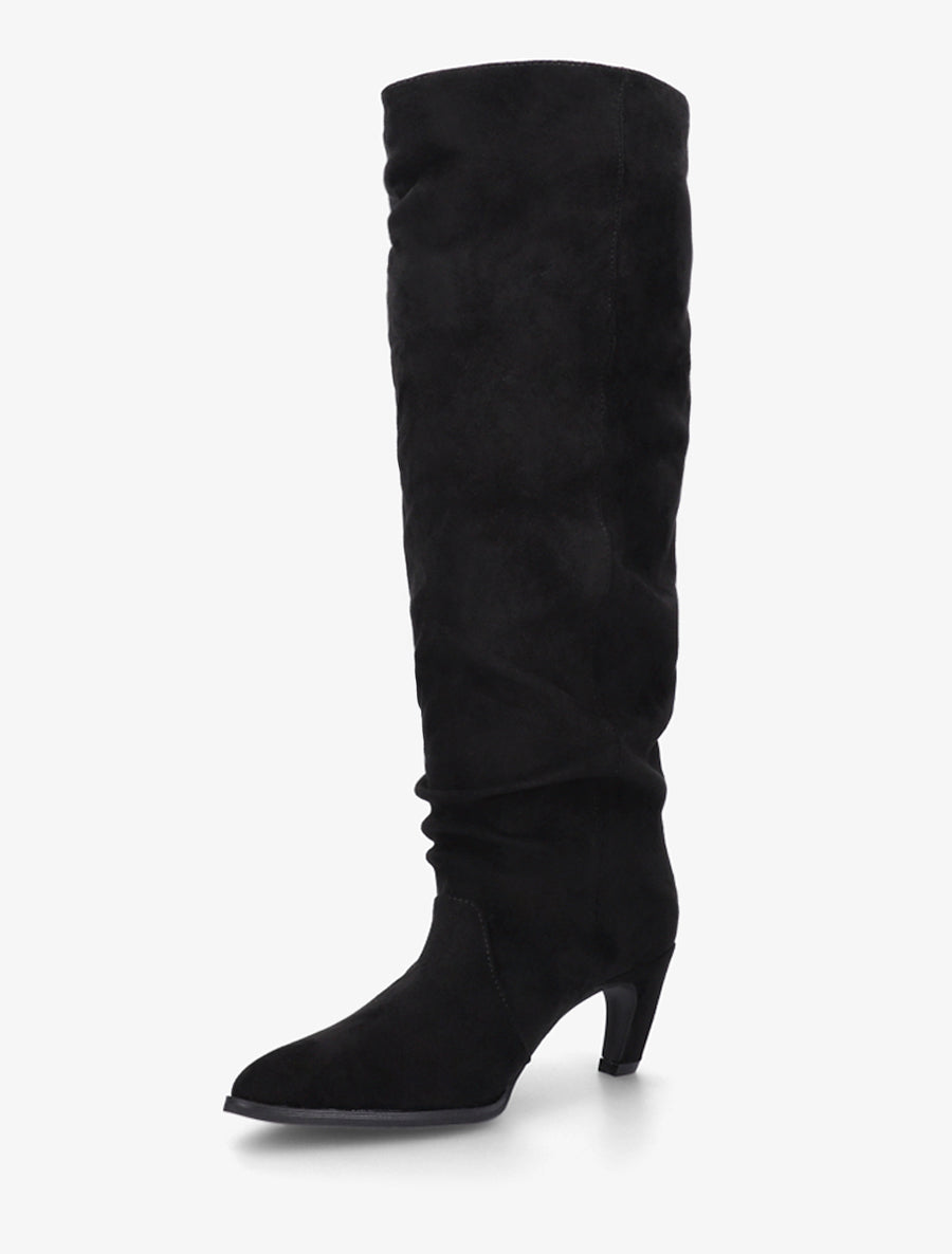 Bottes plissées en suédine à enfiler - Noir - 3