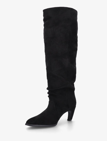 Bottes plissées en suédine à enfiler - Noir - 3