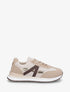 Baskets effet nubuck et tissu empiècement en V - Beige - 1