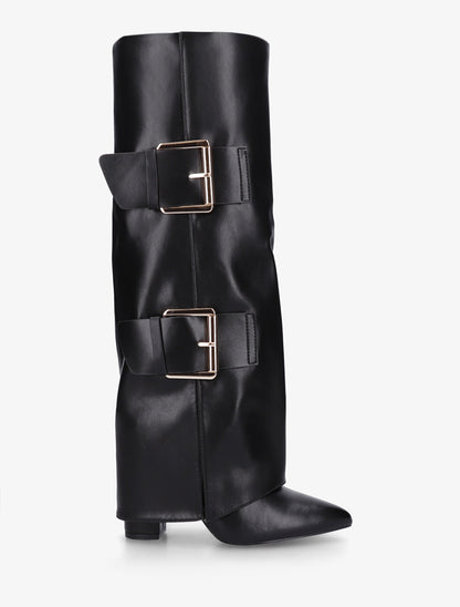 Bottes fourreau à double sangles décoratives - Noir - 1