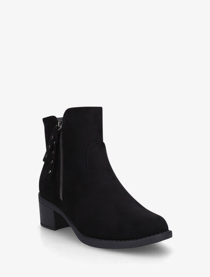 Bottines en suédine à talon - Noir - 2