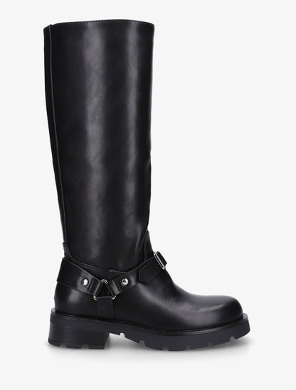 Bottes en simili à harnet et boucle décoratifs - Noir - 1