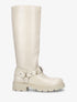 Bottes en simili à harnet et boucle décoratifs - Blanc crème - 1