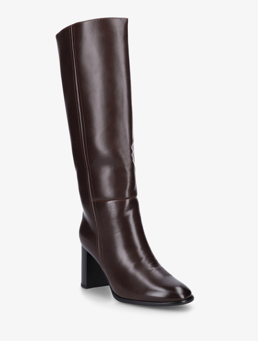 Bottes à talon simili classiques - Chocolat - 2