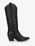 Bottes en simili style santiag avec coutures en relief - Noir - 1