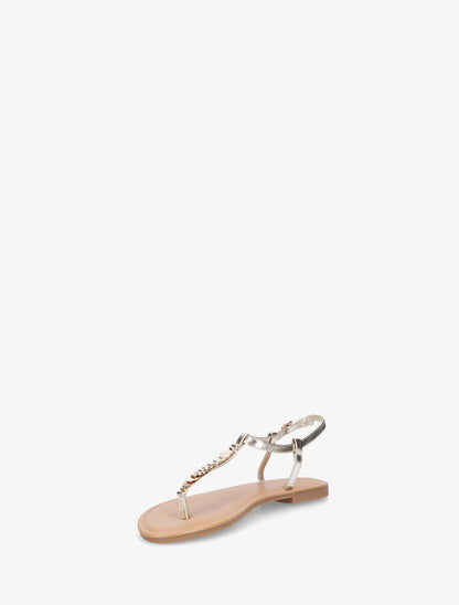Nu-pieds bride en T à bijoux - Or - 3