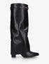 Bottes fourreau en simili avec sangle amovible à empiècement métallique - Noir - 1