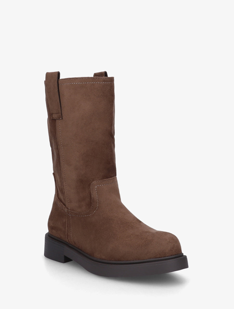 Bottines montantes en suédine - Marron - 2