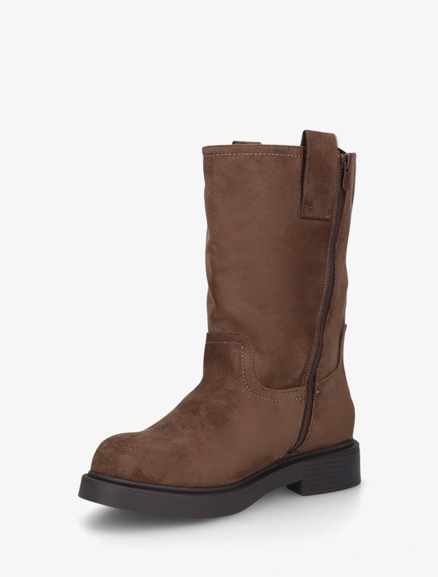 Bottines montantes en suédine - Marron - 3