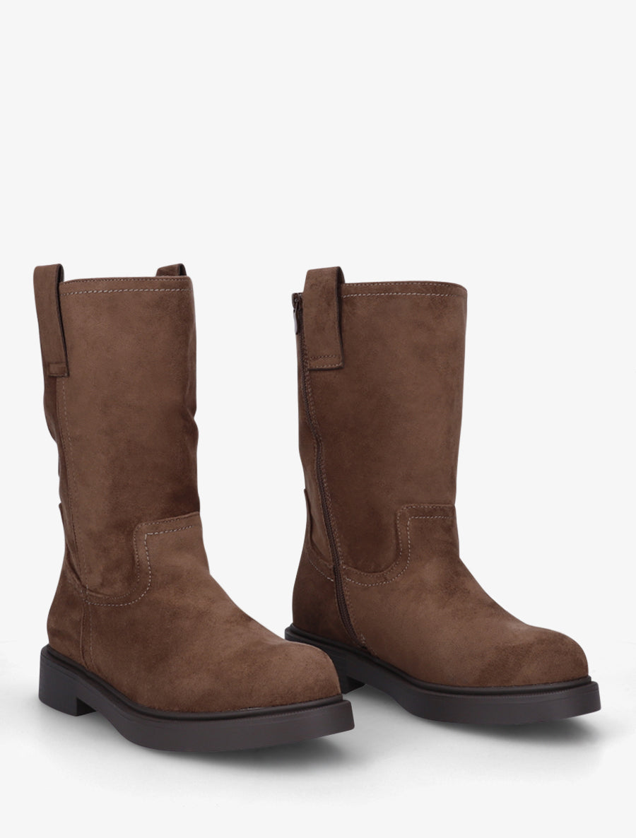 Bottines montantes en suédine - Marron - 4