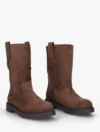Bottines montantes en suédine - Marron - 4