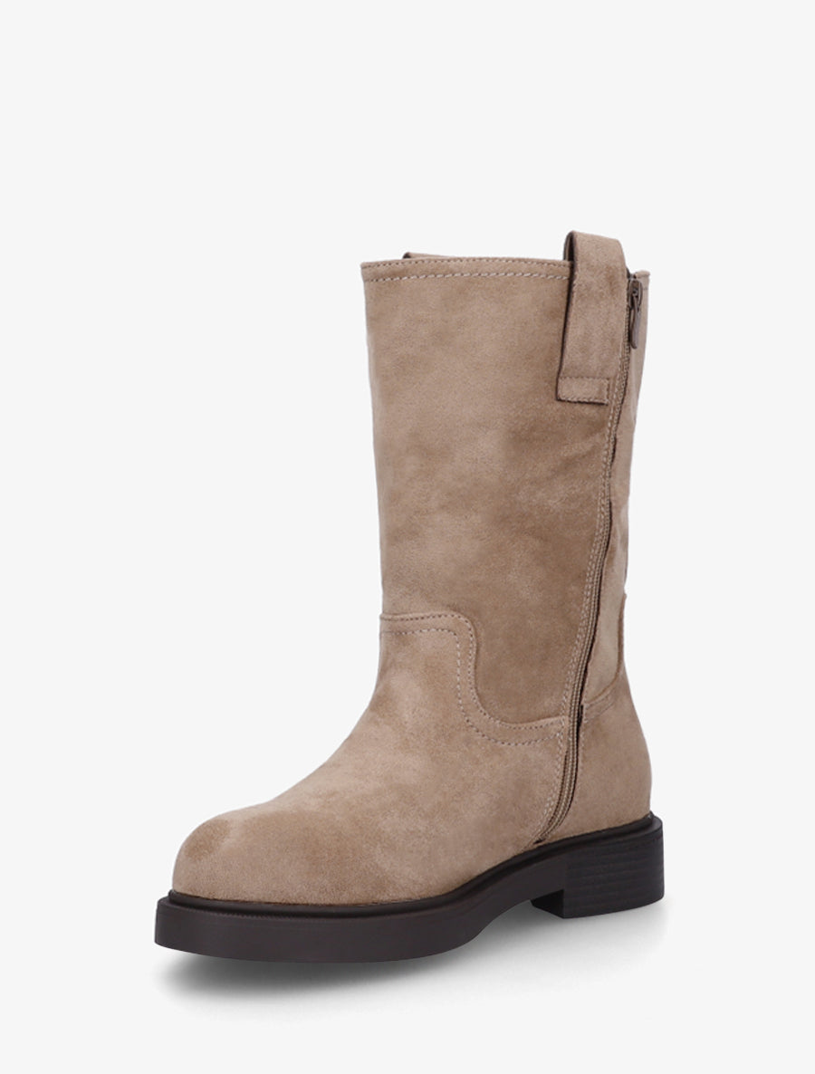Bottines montantes en suédine - Beige foncé - 3