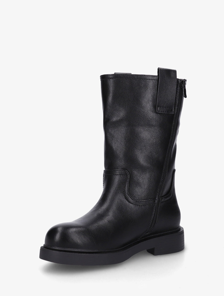 Bottines montantes en simili - Noir - 3