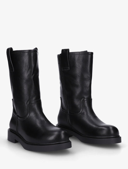 Bottines montantes en simili - Noir - 4