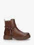 Bottines chelsea à brides décorative à enroulement et contrefort croco - Camel - 1